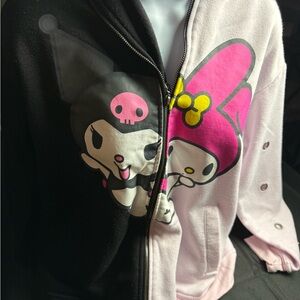 Sanrio My Melody & Kuromi Two-Tone Pink and Black Zip Hoodie